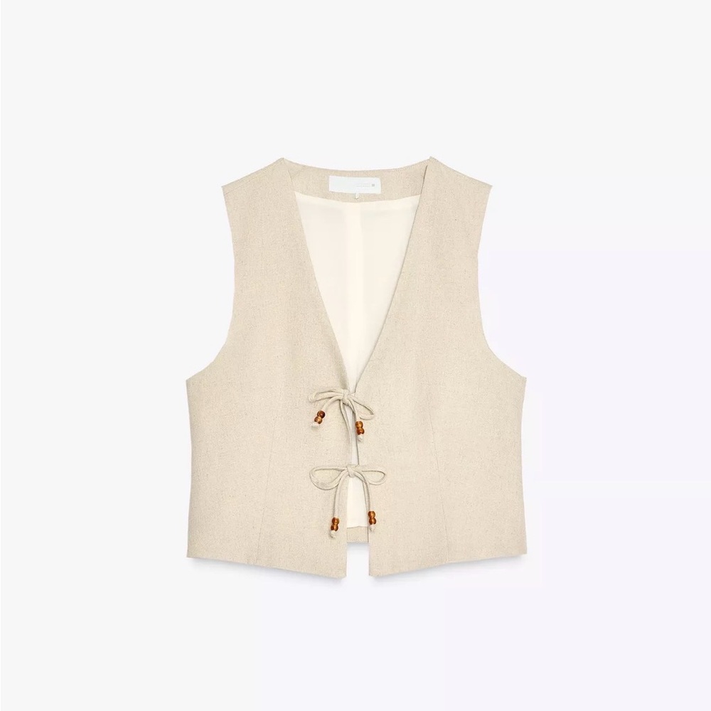 ZARA | beaded linen vest